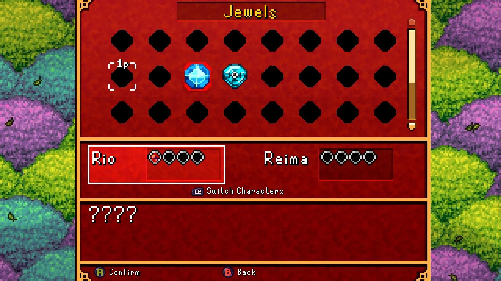 Giao diện trang bị Jewel trong menu, thể hiện hệ thống tùy biến nhưng cần thao tác tại save point