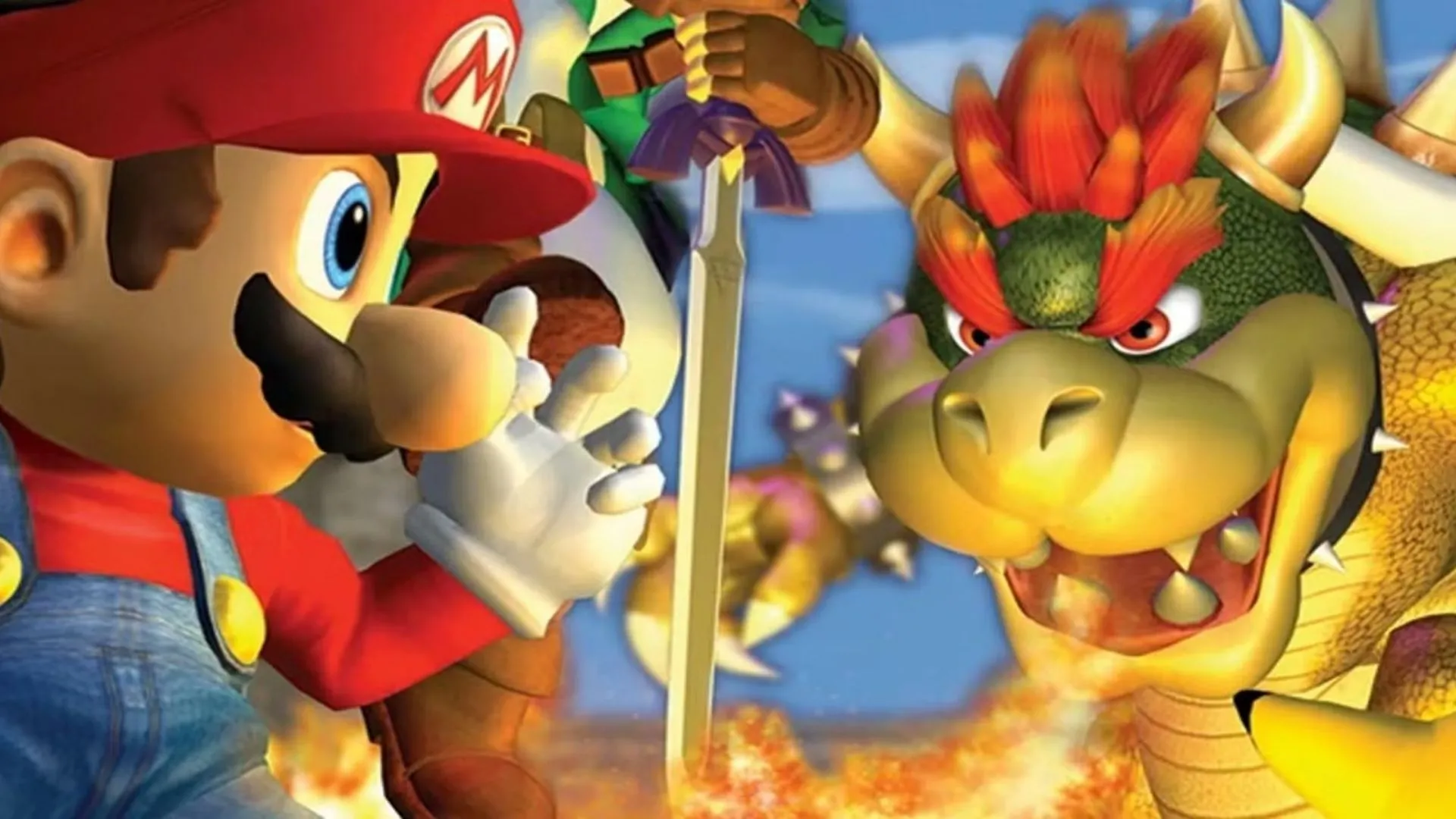 Hình ảnh Super Smash Bros. Melee trên GameCube, biểu tượng đấu trường nhiều người chơi tại gia