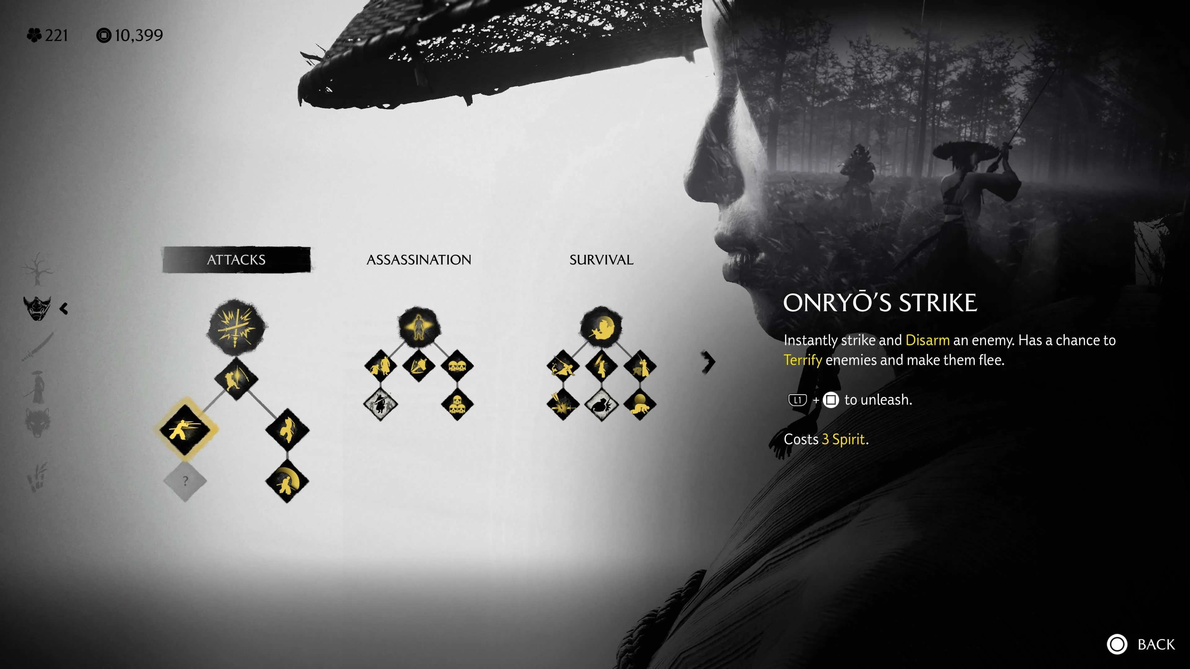 Onryo's Strike giải phóng đòn tấn công lớn có thể disarm kẻ địch và hoảng sợ lân cận