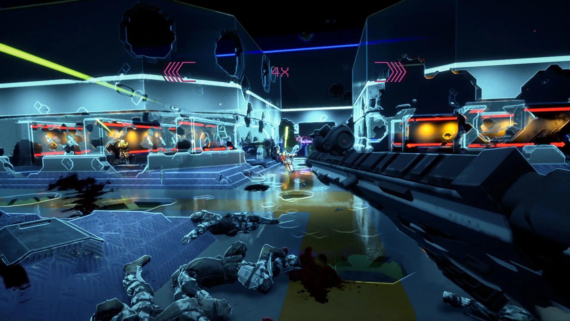 Poster Severed Steel với cảnh bullet-time và hành động parkour bắn súng